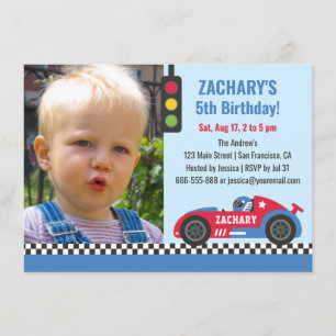 Convite Foto de Festa de aniversário do Carro Azul