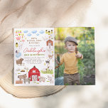 Convite Foto de Festa de aniversário do estaleiro<br><div class="desc">Celebre o grande dia do seu fazendeiro com este convite de aniversário! O lado esquerdo deste convite de aniversário apresenta um cheio de quadros de ilustrações charmosas de animais fazendas. Há dois porcos pequenos, uma família de patos, vacas, coelhos coelhos coelhos, um cavalo e um burro, cabras, algumas ovelhas, um...</div>