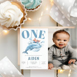 Convite Foto de Festa de aniversário do Kid de Baleia Azul<br><div class="desc">Crie o seu primeiro convite de aniversário! Personalize esta design com seu próprio texto. Você pode personalizar ainda mais este design selecionando o link "personalizar mais",  se desejar.</div>
