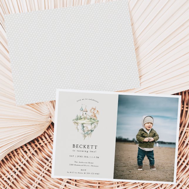 Convite Foto de Festa de aniversário do Tema do Dragão Fof (Criador carregado)