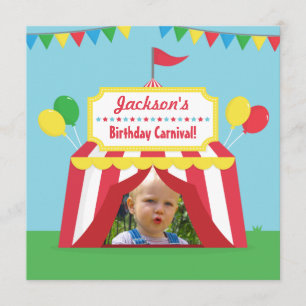 Convite Foto de Festa de Aniversário Infantil com Tema Car