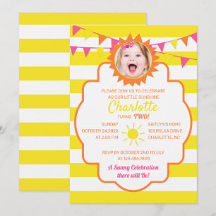 Convite Foto de Festa de aniversário Sunshine