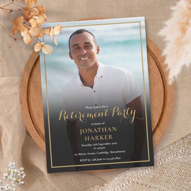Convite Foto de festa de aposentadoria em elegante grafia  (Criador carregado)