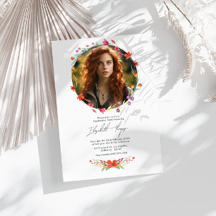 Convite Foto de Festa de formatura de flor selvagem