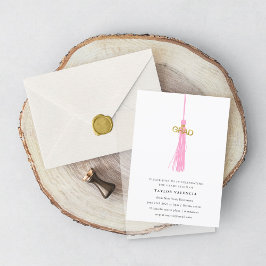 Convite Foto de Festa de formatura de Tassel Cor-de-Rosa B