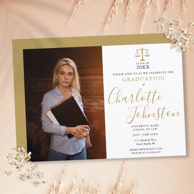 Convite Foto de Festa de formatura Dourada de Script da Fa (Criador carregado)