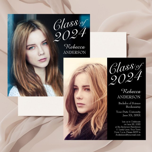 Convite Foto de Festa de formatura Elegante Simples (Criador carregado)