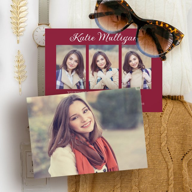 Convite Foto de Festa de formatura Modern Burgundy (Criador carregado)