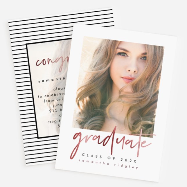 Convite Foto de Festa de formatura Moderna do Stripes com  (Criador carregado)