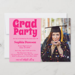 Convite Foto de festa de graduação retrô inspirada nos ano