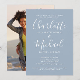 Convite Foto de festa de noivado com letra elegante