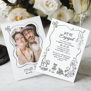 Convite Foto de Festa de noivado Whimsical de Portão Desen