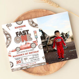 Convite Foto de Festa de primeiro aniversario de Carro Rac