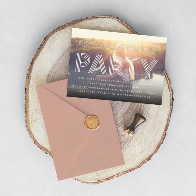 Convite Foto de Festa de solteira Chic Elegante (Criador carregado)