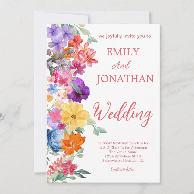 Convite Foto de flores silvestres pintadas de jardim (Frente)