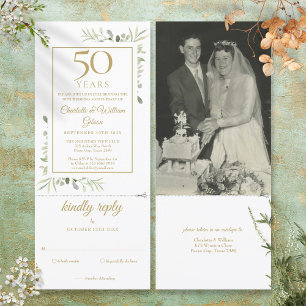Convite Foto de Folhagem do 50º Aniversário de Casamento R