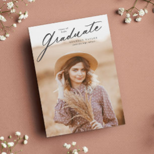 Convite Foto de Formatura com Roteiro Elegante de Graduaçã