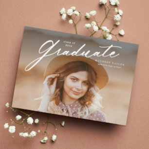 Convite Foto de Formatura com Roteiro Elegante de Graduado
