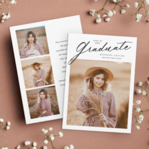 Convite Foto de Formatura com Script de Graduado Elegante