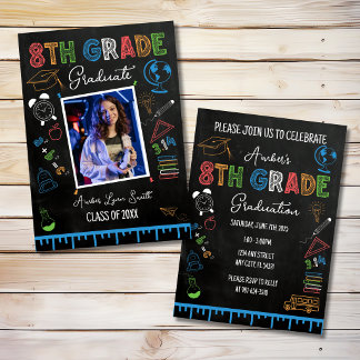 Convite Foto de Formatura da 8ª Série em Quadro de Giz