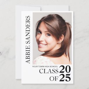 Convite Foto de Formatura da Turma de 2025 Preto Branco 