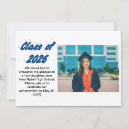 Convite Foto de formatura da turma de 2026 com tipografia