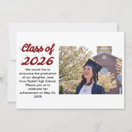 Convite Foto de formatura da turma de 2026 em letra borgon