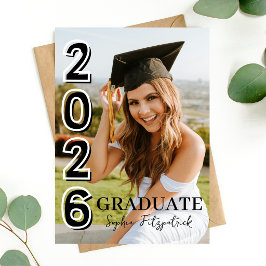 Convite Foto de Formatura da Turma de 2026 Preto e Branco