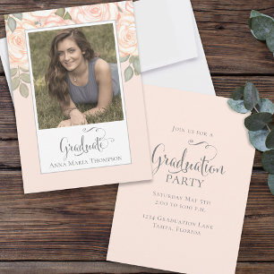 Convite Foto de Formatura Elegante Minimalista Script Pêss