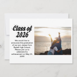 Convite Foto de formatura em texto preto da turma de 2026