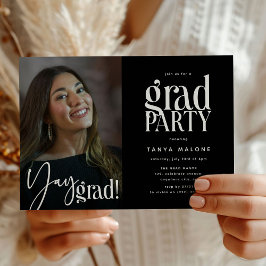 Convite Foto de Formatura 'Modern Yay Grad' Festa de Forma