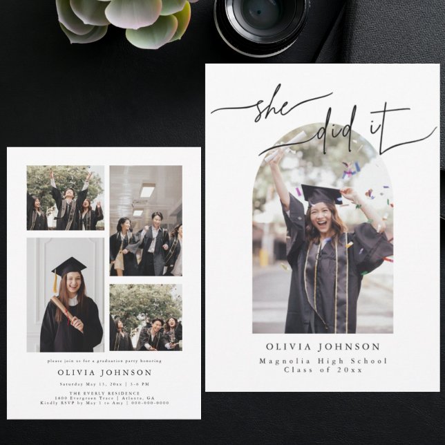Convite Foto de Formatura Moderna e Elegante em Neutro (Criador carregado)
