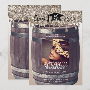Convite Foto de formatura moderna e rústica com brilho dou