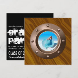 Convite Foto de Formatura Náutica em Preto e Dourado