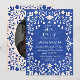 Convite Foto de Formatura Talavera Mexicana Royal Blue
