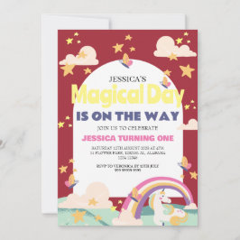 Convite Foto de Garota Simples e Cuta Menina Unicórnio Pri