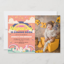 Convite Foto de Garota Simples e Cuta Menina Unicórnio Pri