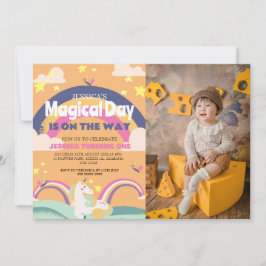 Convite Foto de Garota Simples e Cuta Menina Unicórnio Pri