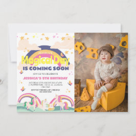 Convite Foto de Garota Simples e Cuta Menina Unicórnio Pri