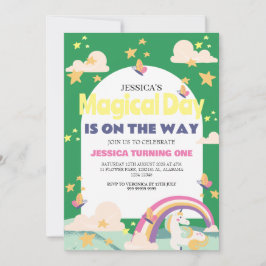 Convite Foto de Garota Simples e Cuta Menina Unicórnio Pri