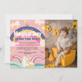 Convite Foto de Garota Simples e Cuta Menina Unicórnio Pri