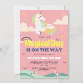 Convite Foto de Garota Simples e Cuta Menina Unicórnio Pri