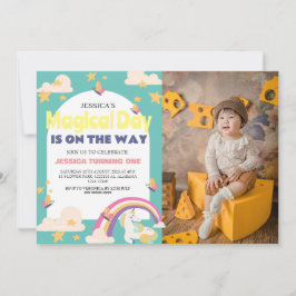 Convite Foto de Garota Simples e Cuta Menina Unicórnio Pri