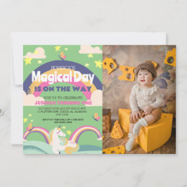 Convite Foto de Garota Simples e Cuta Menina Unicórnio Pri