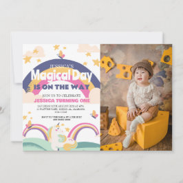 Convite Foto de Garota Simples e Cuta Menina Unicórnio Pri