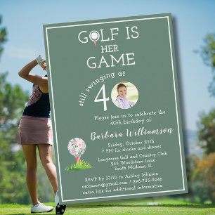 Convite Foto de Golfe de Senhora Elegante Aniversário de 4