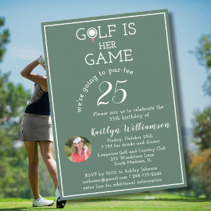 Convite Foto de Golfe de Senhora Elegante para Festa de An