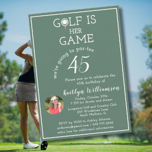 Convite Foto de Golfe de Senhora Elegante para Festa de An