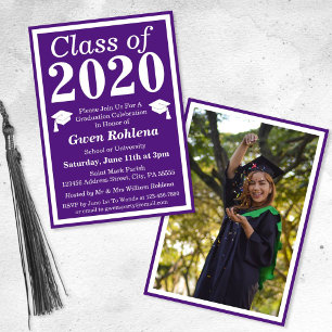Convite Foto de Graduação 2024 da Classe Branca Roxa