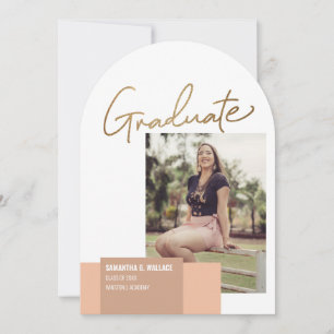 Convite Foto de Graduação com script Gold trendy